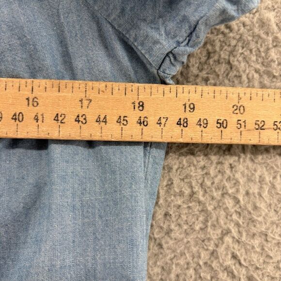 J. Crew Tie-Neck Chambray Ruched Top In Cranbury Blue Size Small - Picture 5 of 9